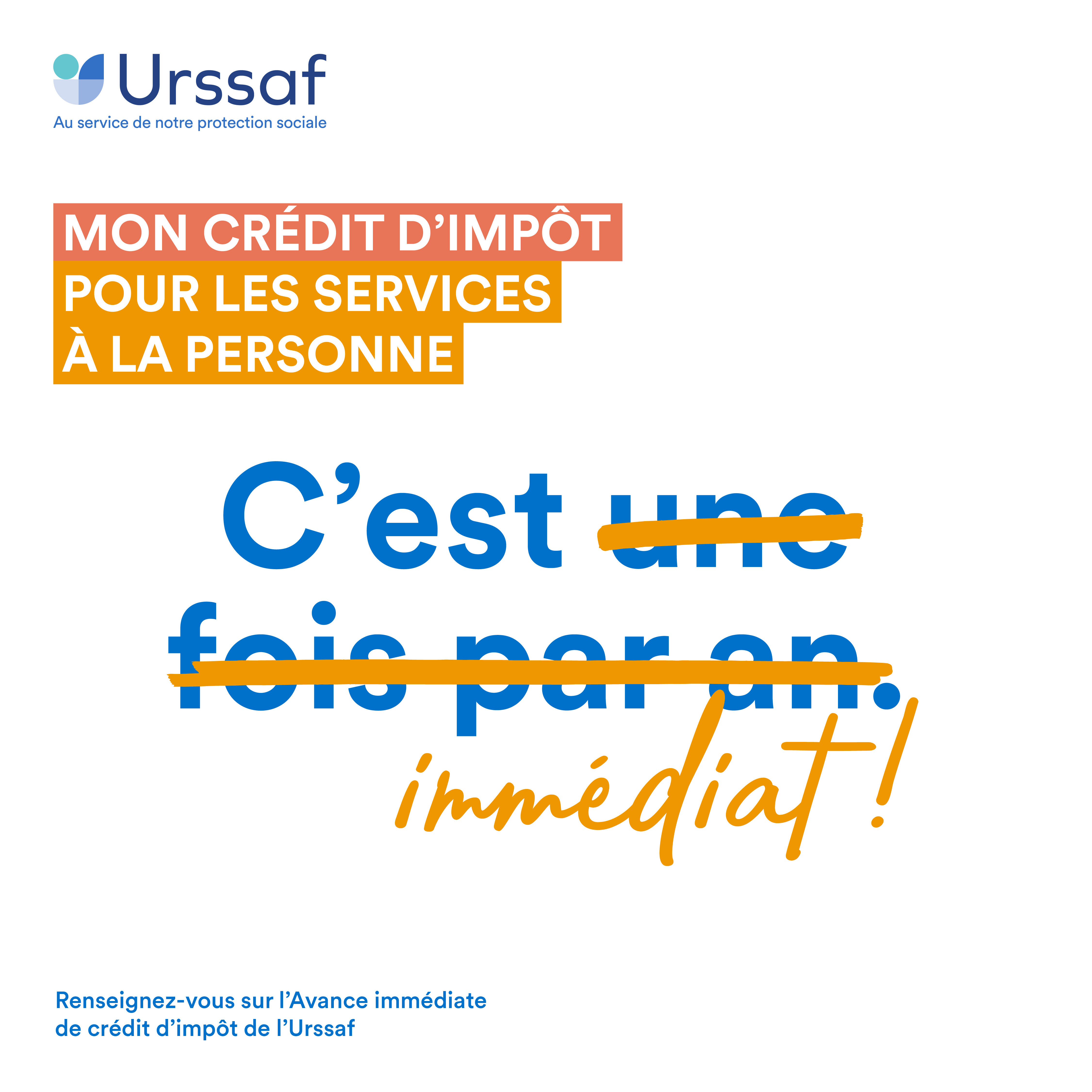 Visuel Urssaf : le crédit d'impôt pour les services à la personne devient immédiat